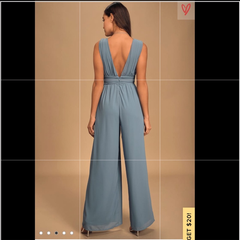 Lulus Devine Muse Slate Blue Wide-leg Jumpsuit